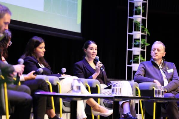 Speakers on stage at the Green Building Forum