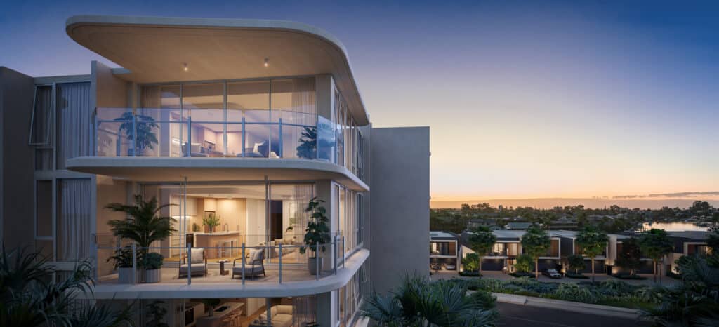 harbour shores balcony at dusk