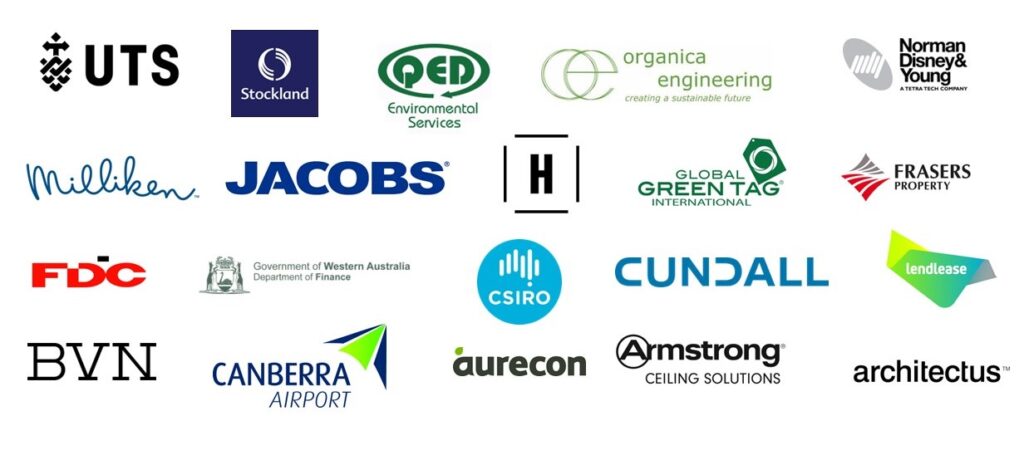 A collage of 20 logos of some of GBCA's members.